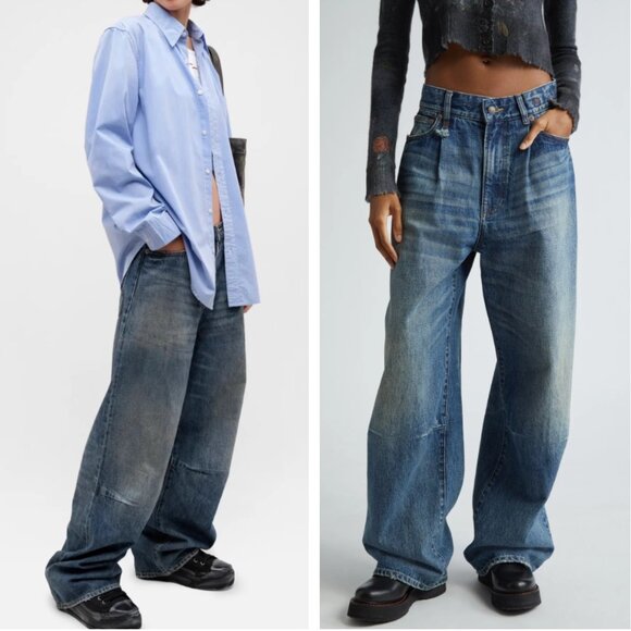 NWT R13 Wayne Wide Leg Jeans Denim Dawson Blue Sz25/27 - Picture 1 of 13